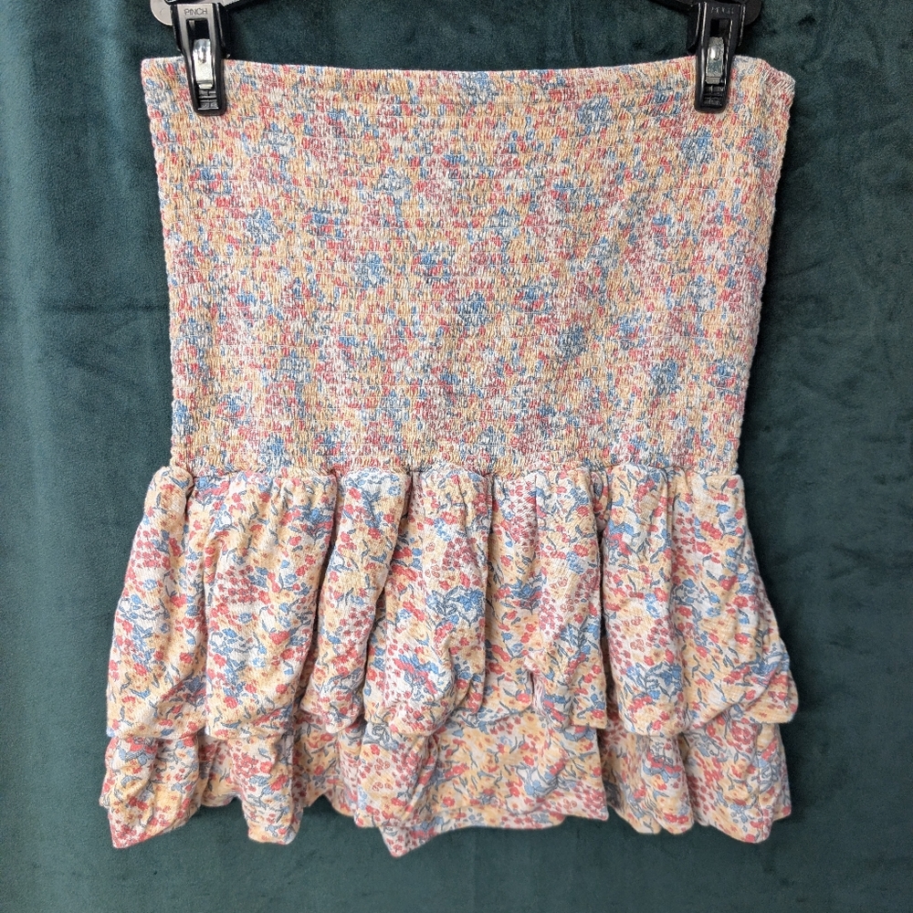 Floral Multicolor Ruffle Mini Skirt size Medium